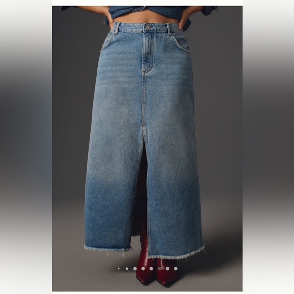 Pilcro from Anthropologie, Madi front-slit denim skirt, Endless summer wash, 4 - Picture 6 of 13